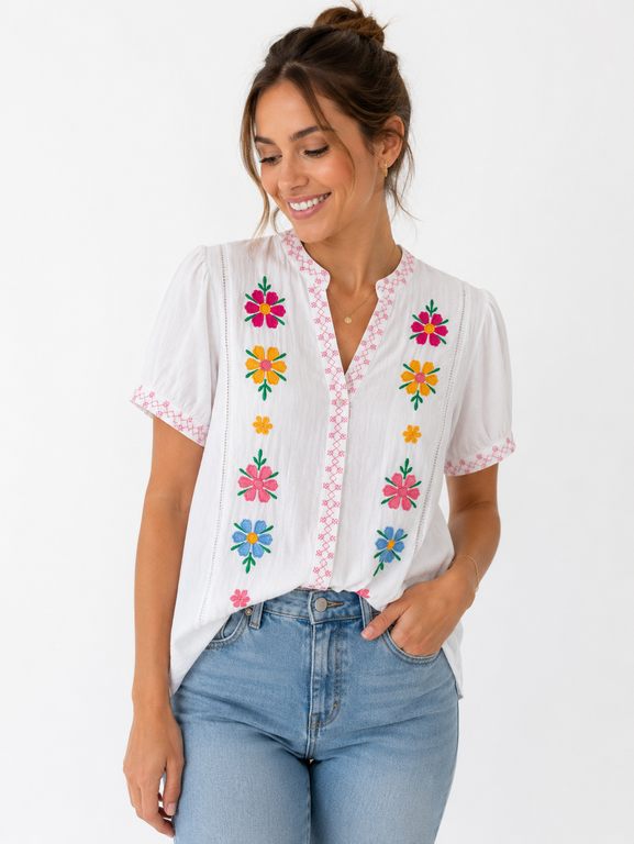 Camisa Bordados Flor