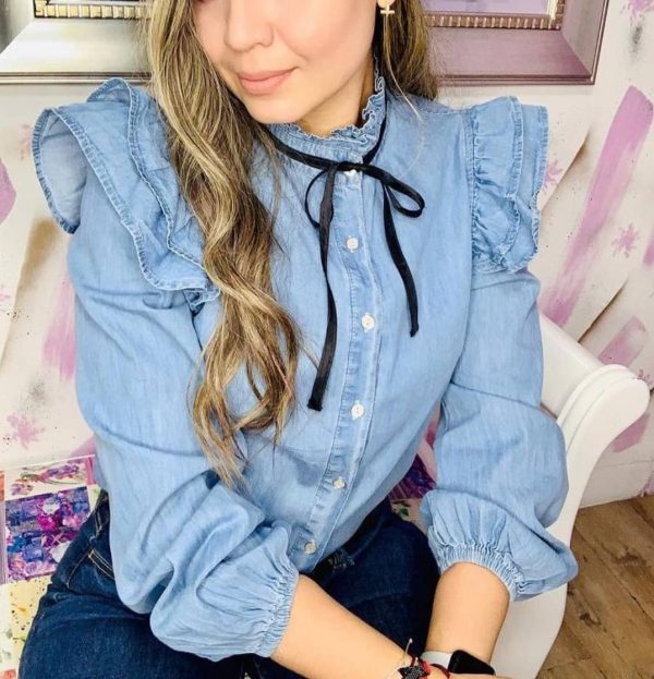 Camisa Vaquera Doble Volante