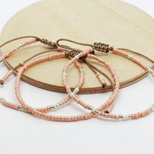 Trio Pulseras Miyuki Rosa