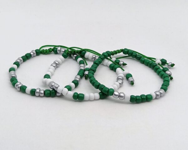 Trío Pulseras Verde/Blanco/Plata