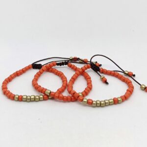 Trío Pulseras Naranja/Dorado