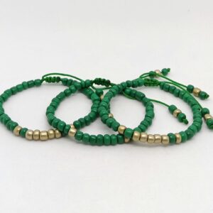 Trío Pulseras Verde/Dorado