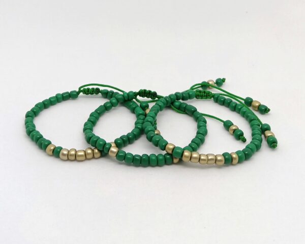 Trío Pulseras Verde/Dorado