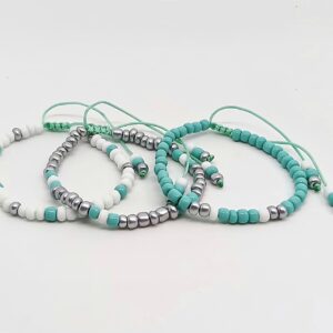 Trío Pulseras Turquesa/Blanco/Plata