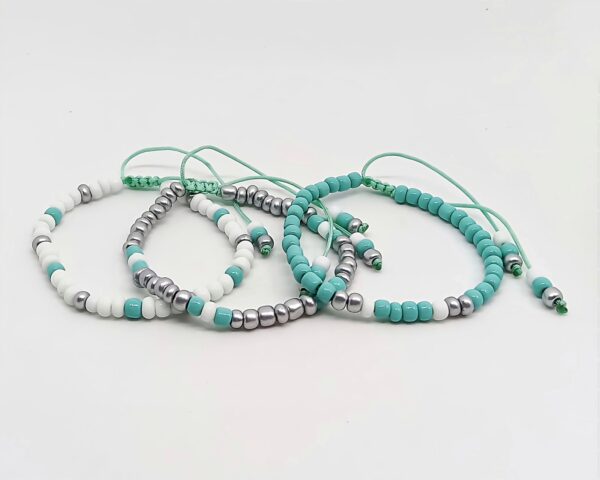 Trío Pulseras Turquesa/Blanco/Plata