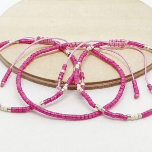 Trio Pulseras Miyuki Fucsia