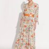 Vestido Largo Flor Naranja - Imagen 3