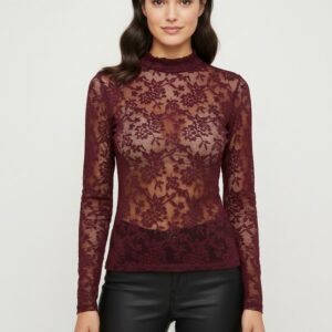 Camiseta/Top Encaje Granate