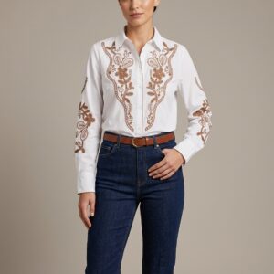 Camisa Bordados Marrones