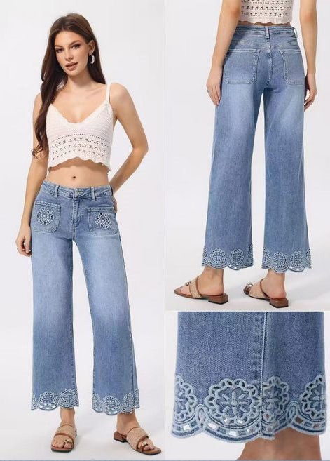 Jeans Crop Bordados - Imagen 4