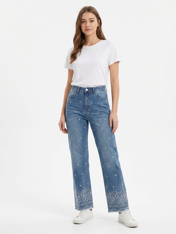 Jeans Ancho Bordados